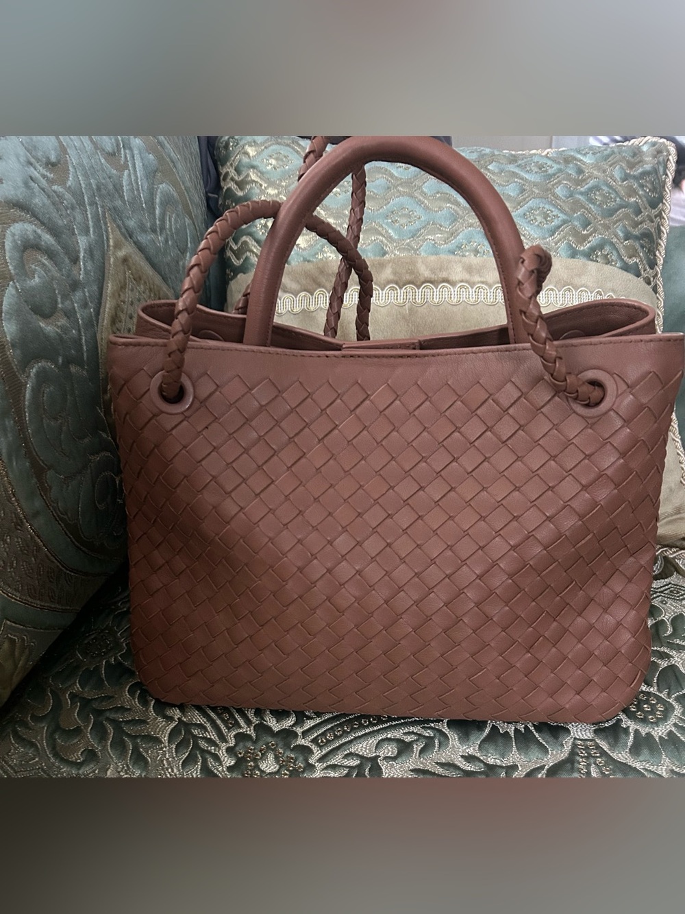 Quince Woven Leather Tote - Cognac Brown - Picture 5 of 13